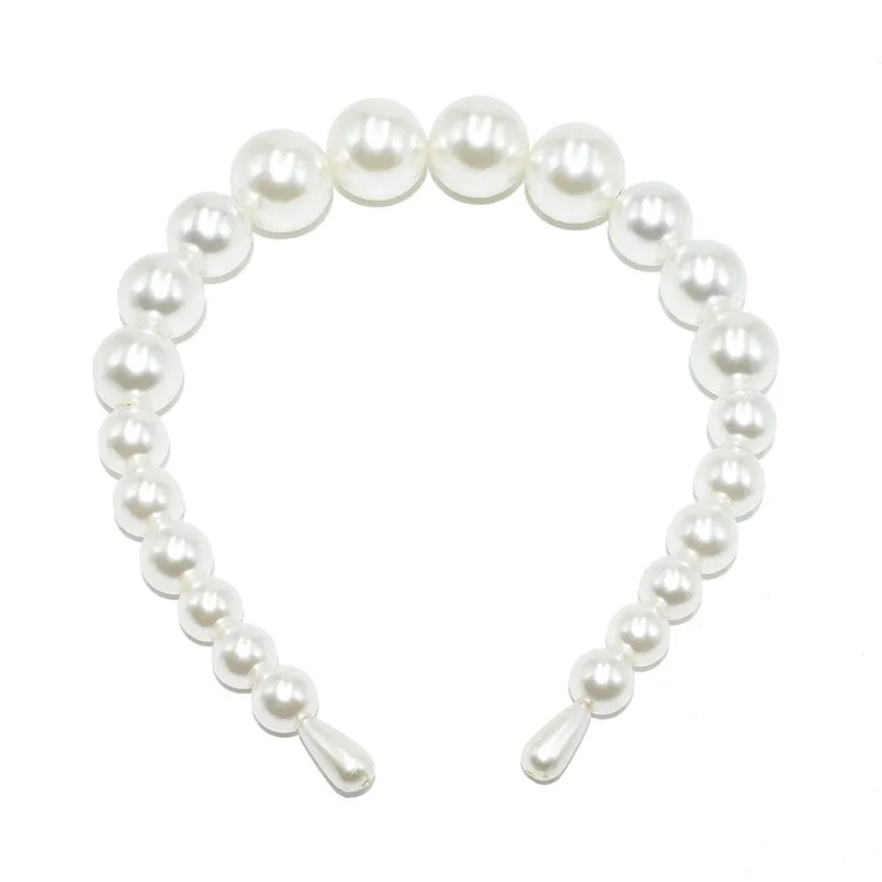 Handmade Beaded Oversized Pearl Headband For  Adult Hair Accessories Bright Pearl Headband