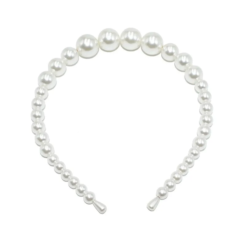 Handmade Beaded Oversized Pearl Headband For  Adult Hair Accessories Bright Pearl Headband