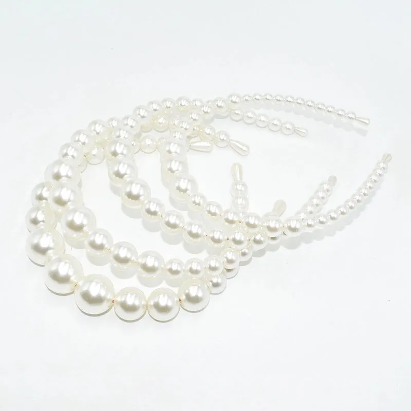 Handmade Beaded Oversized Pearl Headband For  Adult Hair Accessories Bright Pearl Headband