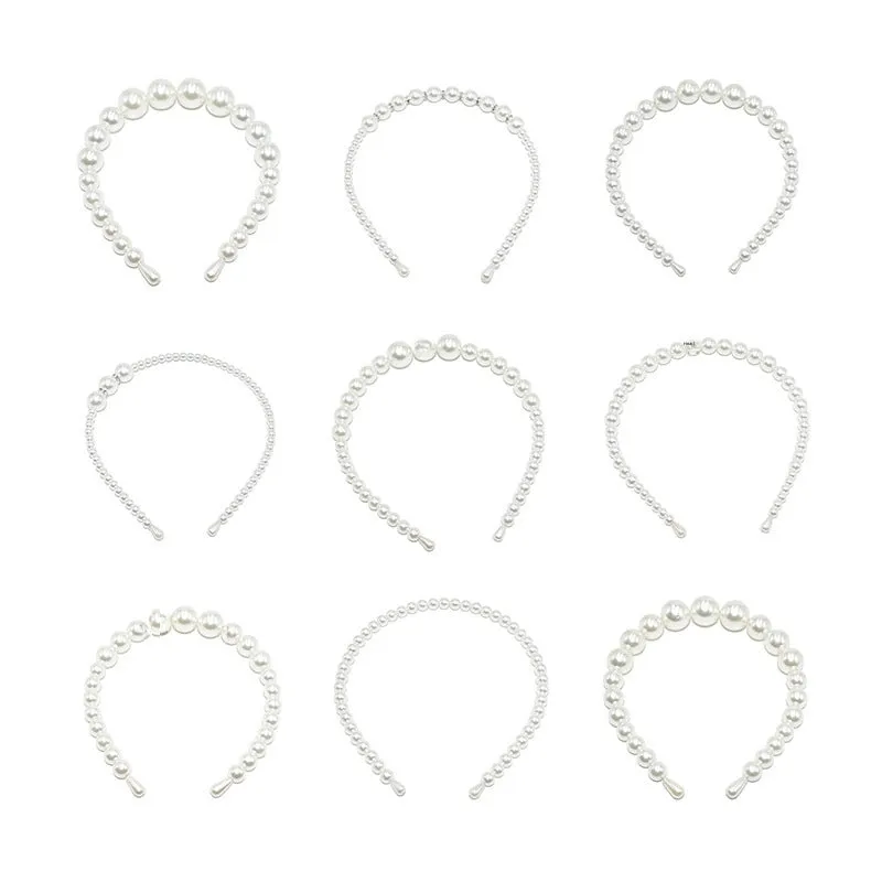 Handmade Beaded Oversized Pearl Headband For  Adult Hair Accessories Bright Pearl Headband