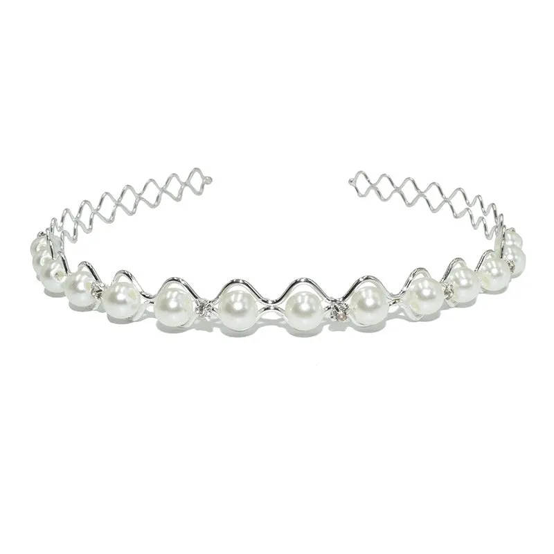 Handmade Beaded Oversized Pearl Headband For  Adult Hair Accessories Bright Pearl Headband