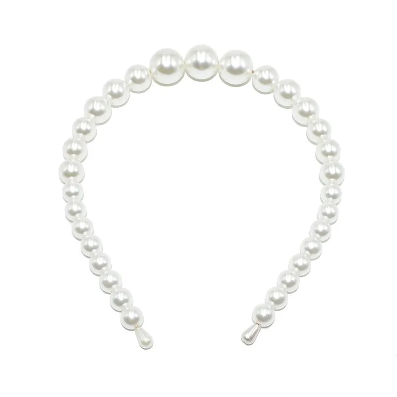 Handmade Beaded Oversized Pearl Headband For  Adult Hair Accessories Bright Pearl Headband