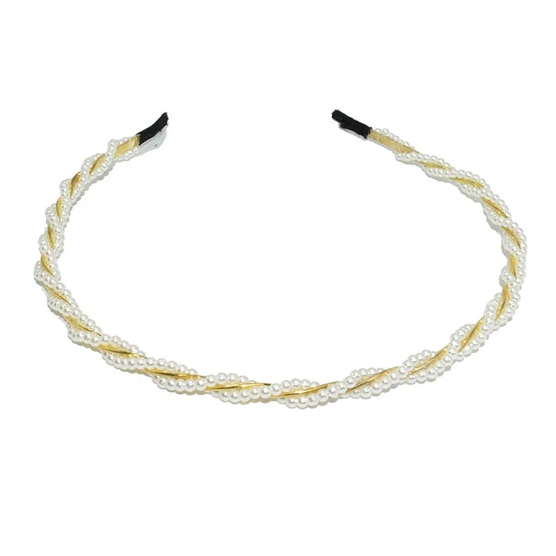 Handmade Beaded Oversized Pearl Headband For  Adult Hair Accessories Bright Pearl Headband