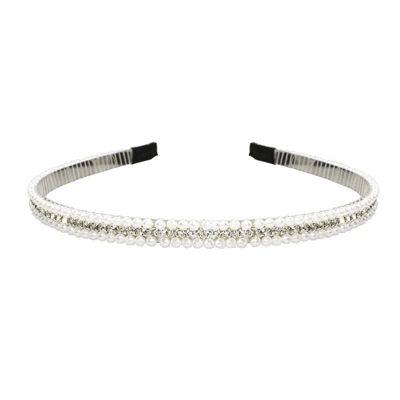 Handmade Beaded Oversized Pearl Headband For  Adult Hair Accessories Bright Pearl Headband