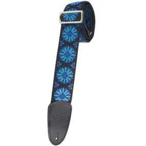 Henry Heller HJQ2DX-10 2" Jacquard Deluxe Strap, Blue Flowers