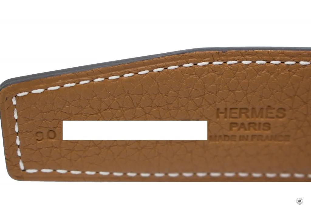 Hermes 32 MM Reversible Belt  Black/gold Evergrain 90CM Belts