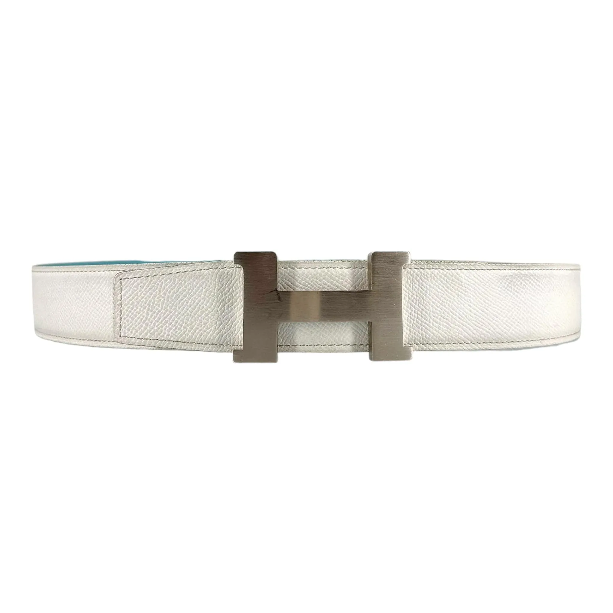 Hermes Belt Reversible White Tiffany Blue Pre-Owned