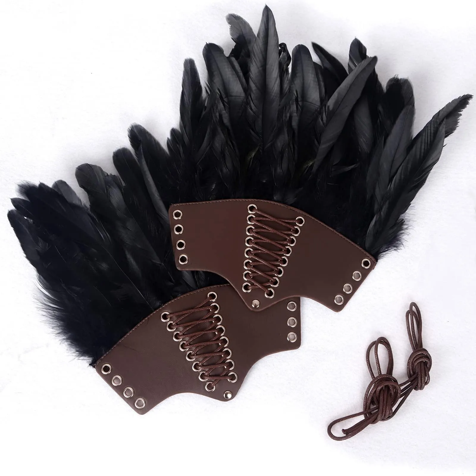 HOMELEX Women Black Lace Feather Gloves Witch Angel Costume Accessories Swan Wings Wrist Bands