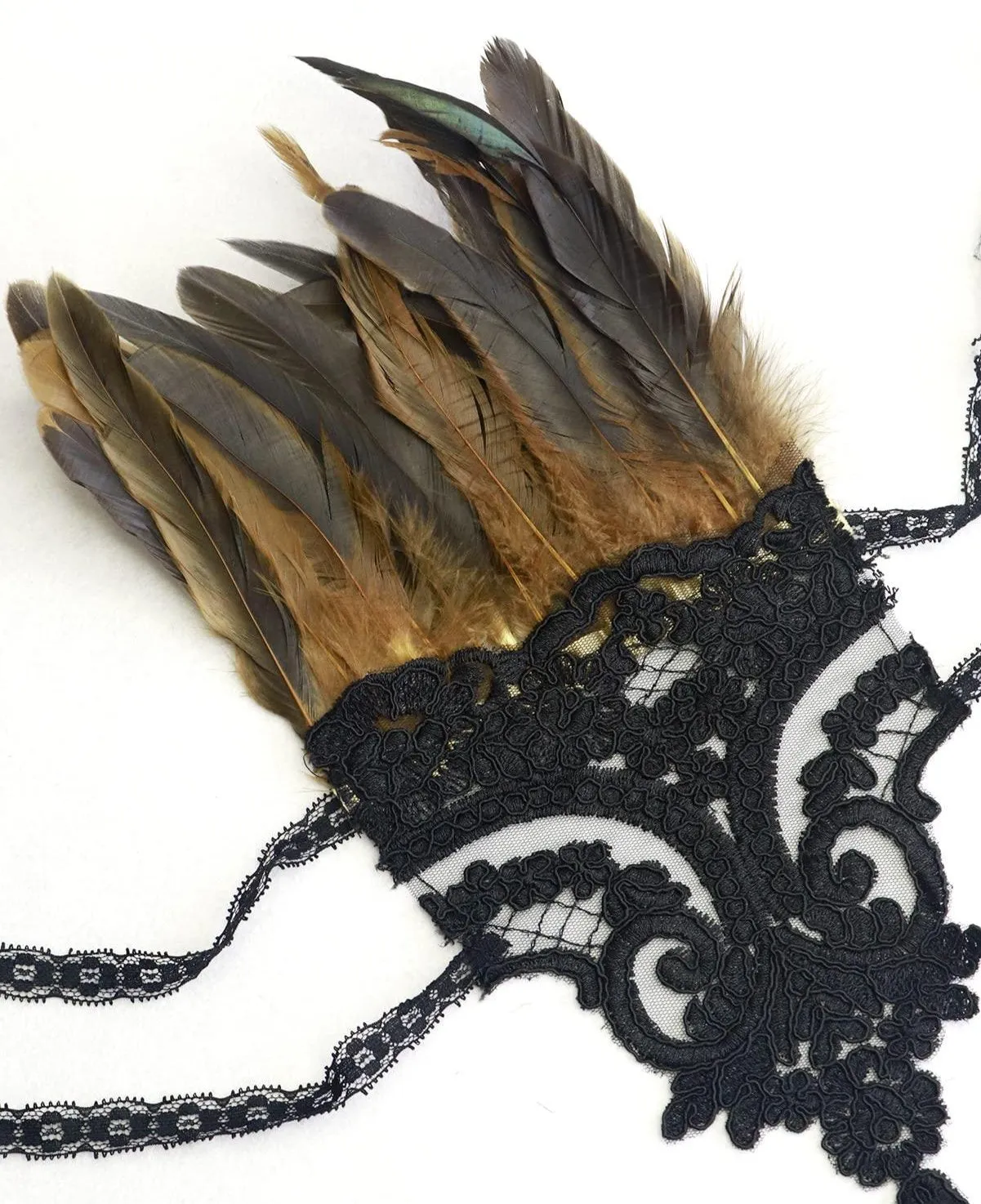 HOMELEX Women Black Lace Feather Gloves Witch Angel Costume Accessories Swan Wings Wrist Bands