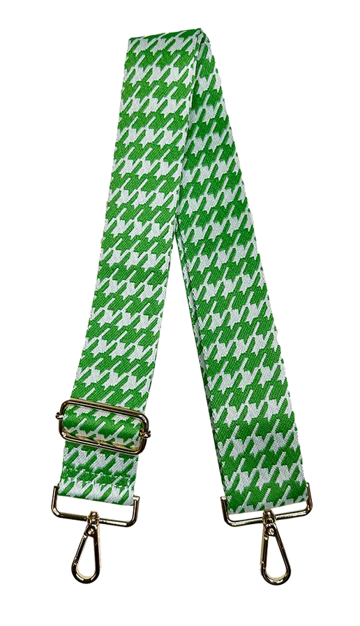 Houndstooth Adjustable Bag Strap - Green Apple/White