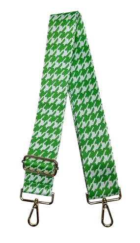 Houndstooth Adjustable Bag Strap - Green Apple/White