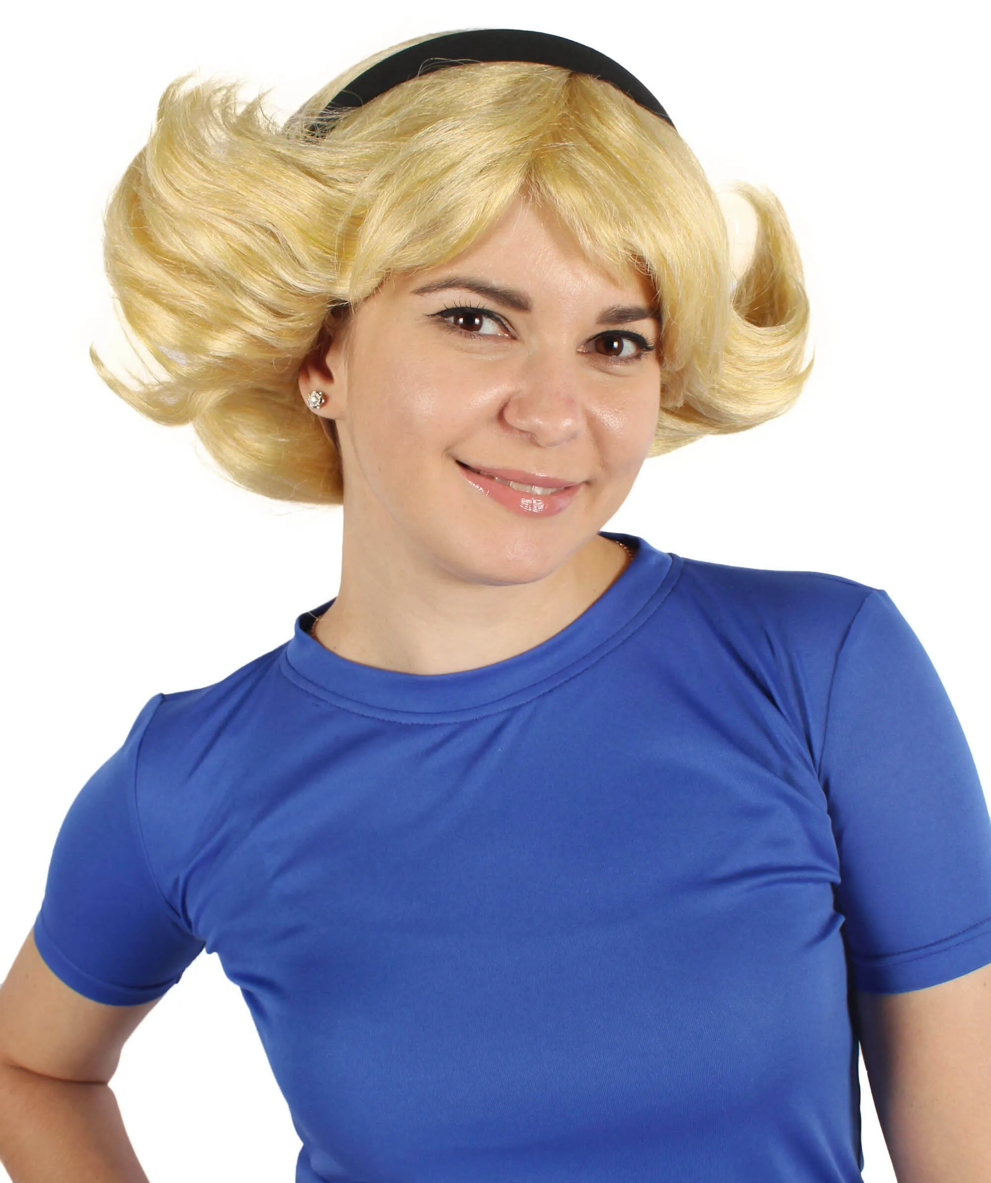 HPO Adult Women's Blonde Side Parted Short Spiky Wig| Flame-retardant Synthetic Fiber