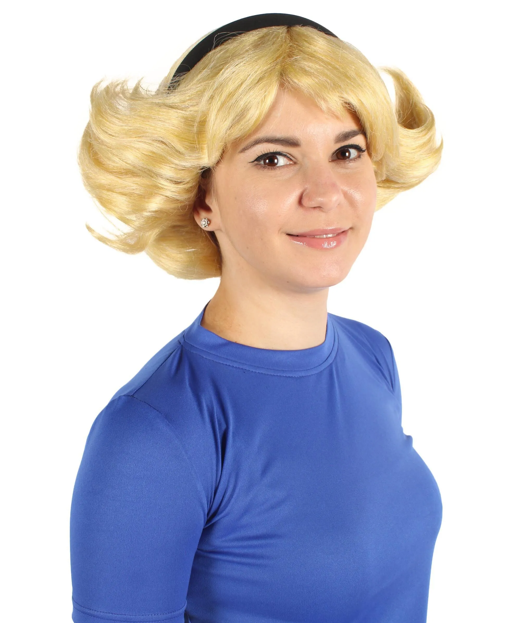 HPO Adult Women's Blonde Side Parted Short Spiky Wig| Flame-retardant Synthetic Fiber