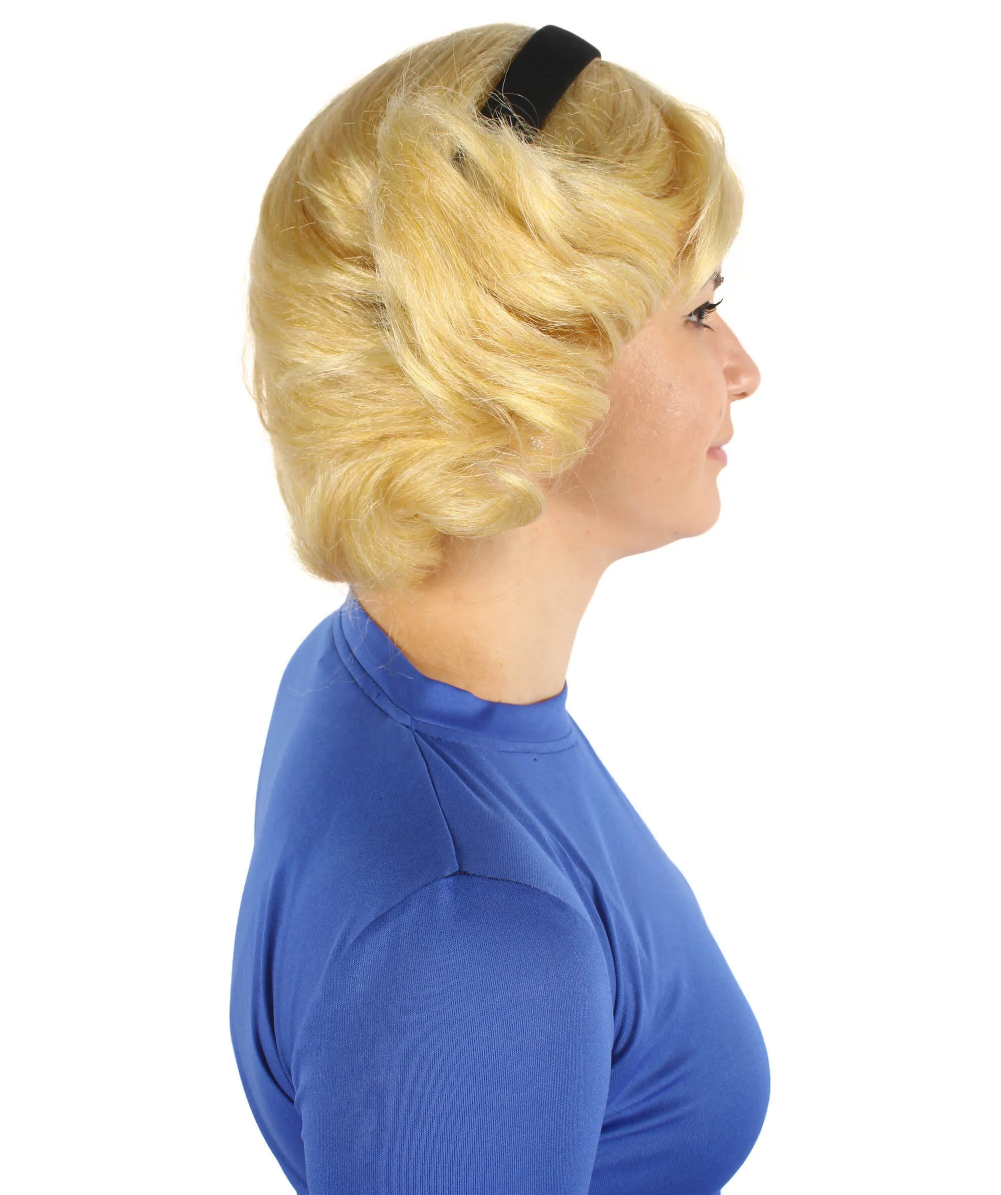HPO Adult Women's Blonde Side Parted Short Spiky Wig| Flame-retardant Synthetic Fiber