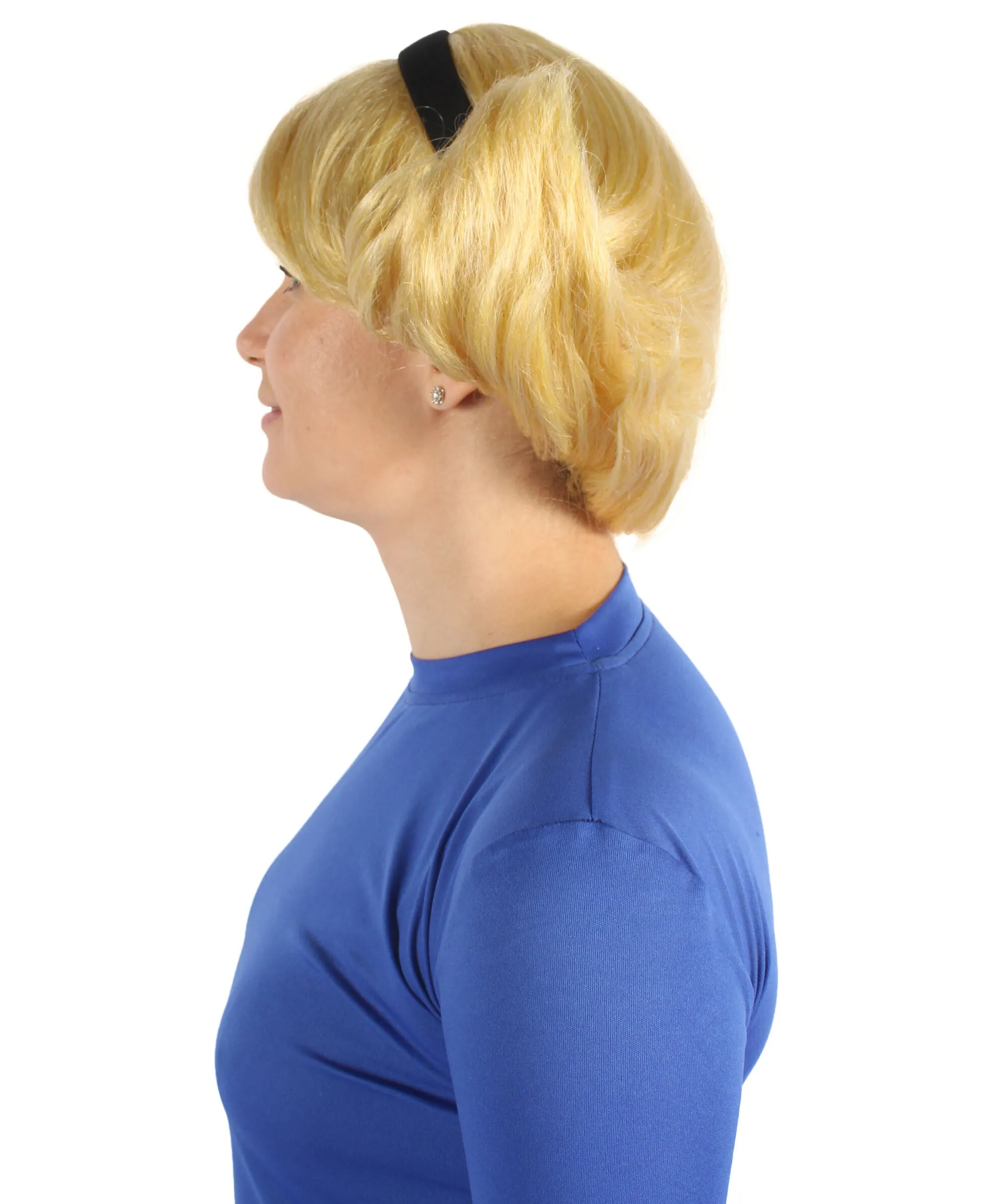 HPO Adult Women's Blonde Side Parted Short Spiky Wig| Flame-retardant Synthetic Fiber