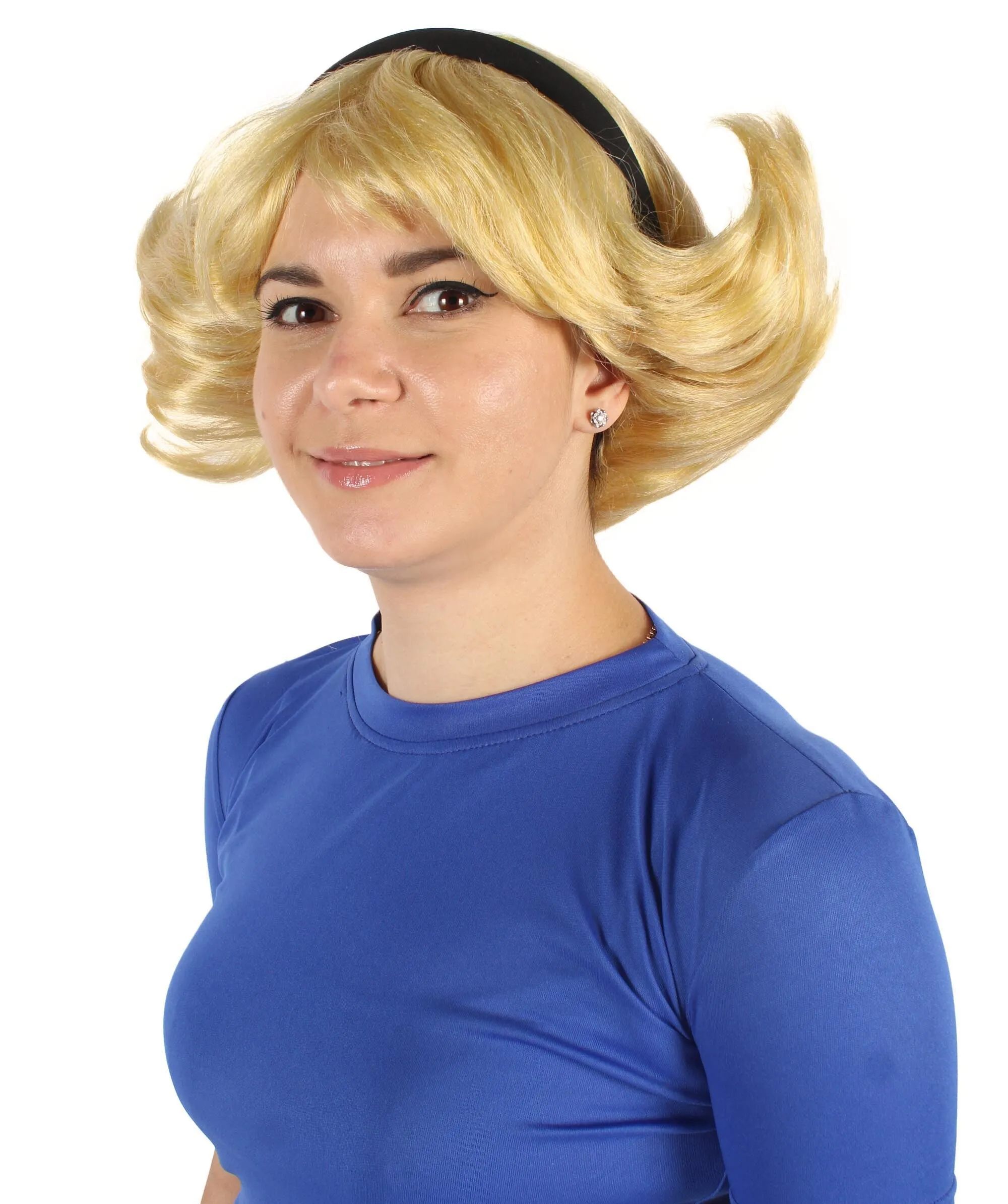 HPO Adult Women's Blonde Side Parted Short Spiky Wig| Flame-retardant Synthetic Fiber