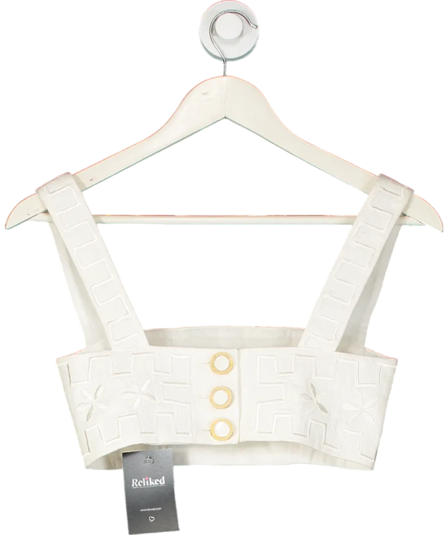 Isobel Badin White Flowers Forever Embroidered Crop UK 6