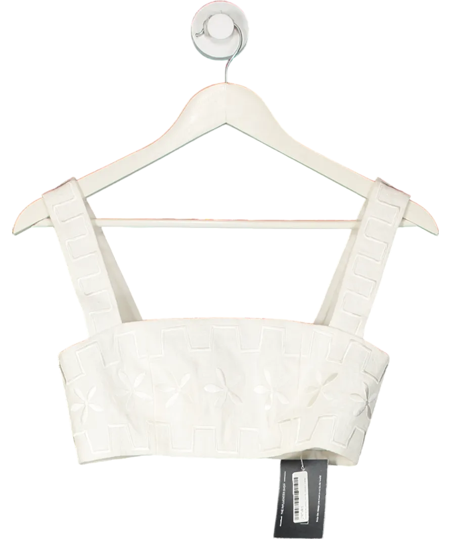 Isobel Badin White Flowers Forever Embroidered Crop UK 6
