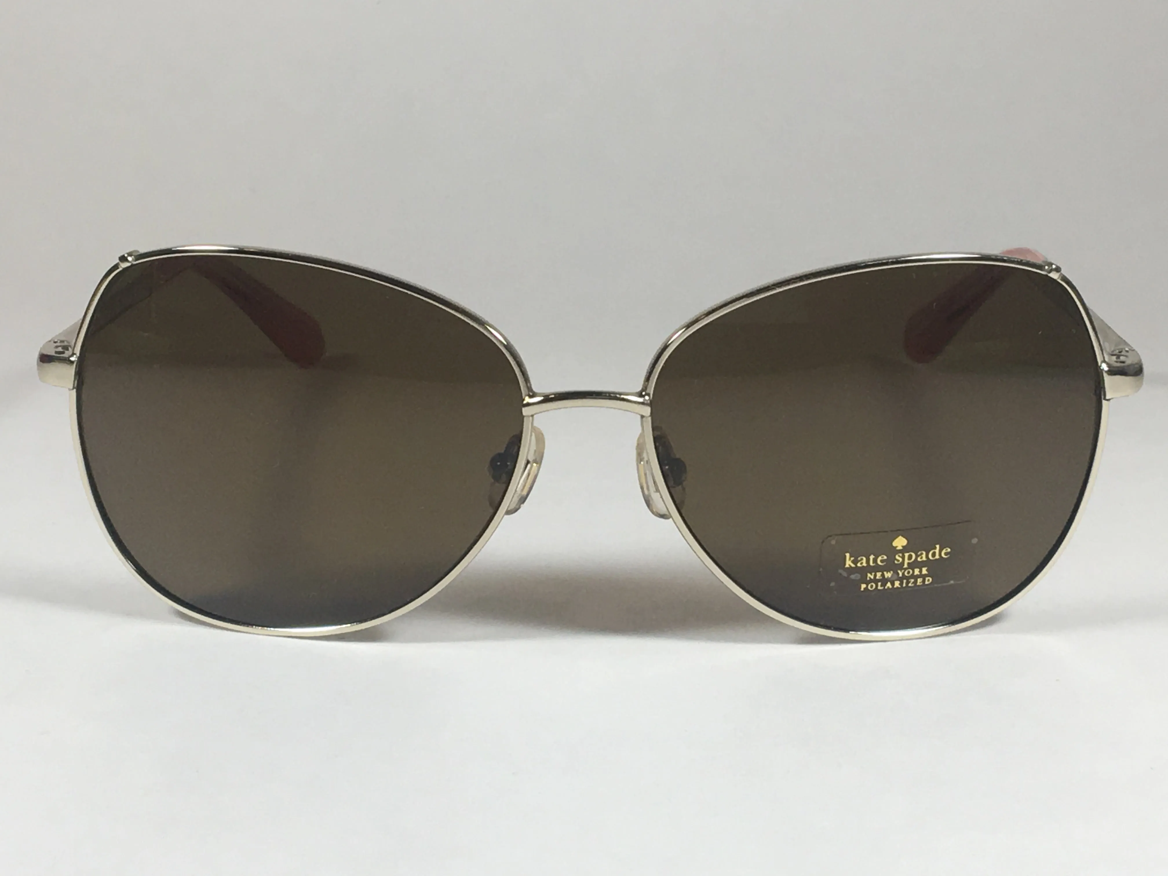 Kate Spade Polarized CANDIDA 03YG VW Pilot Sunglasses Women's Silver Aviator Brown Lens