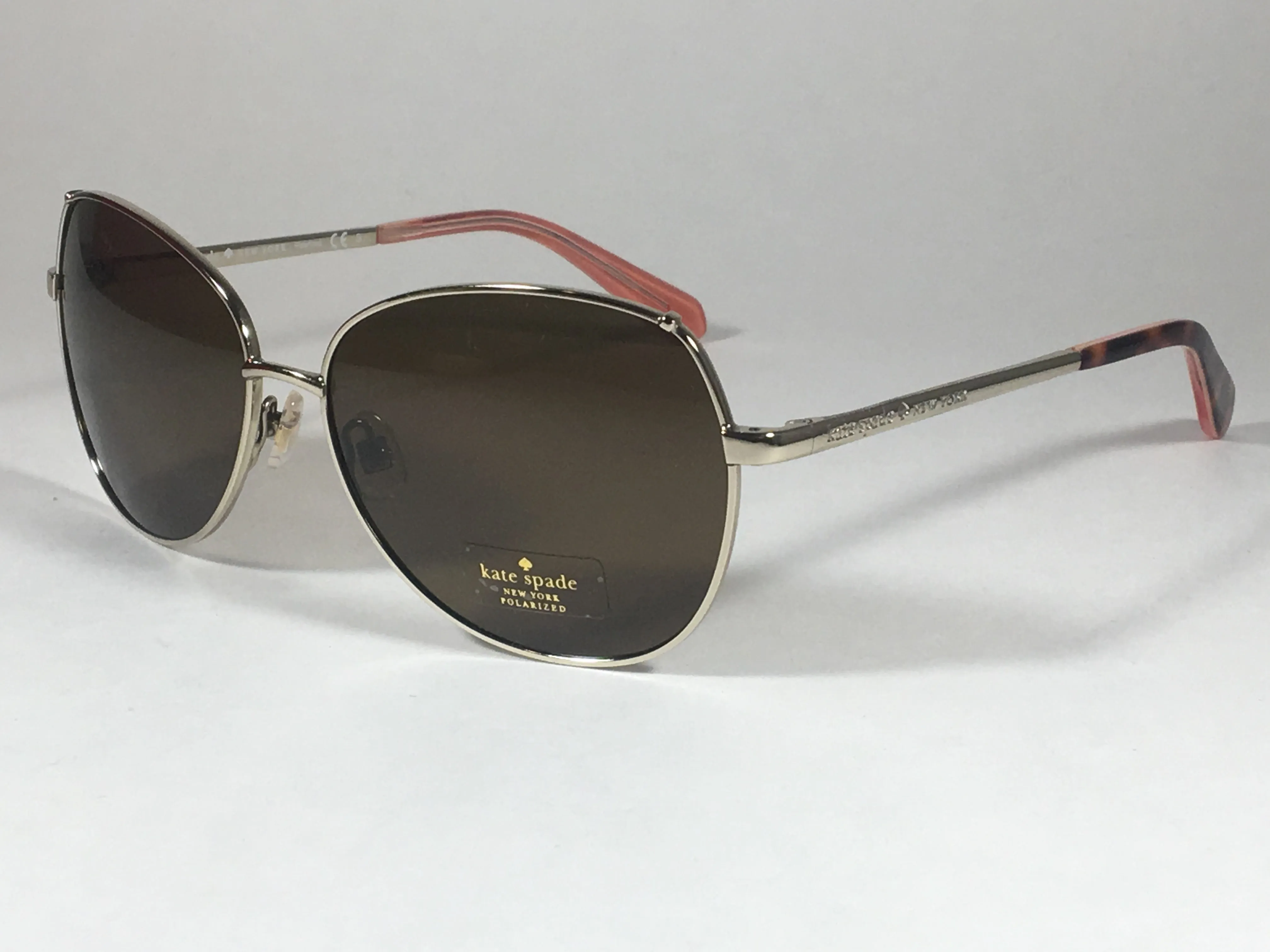 Kate Spade Polarized CANDIDA 03YG VW Pilot Sunglasses Women's Silver Aviator Brown Lens