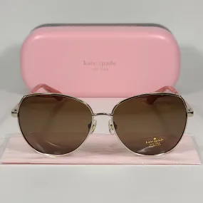 Kate Spade Polarized CANDIDA 03YG VW Pilot Sunglasses Women's Silver Aviator Brown Lens