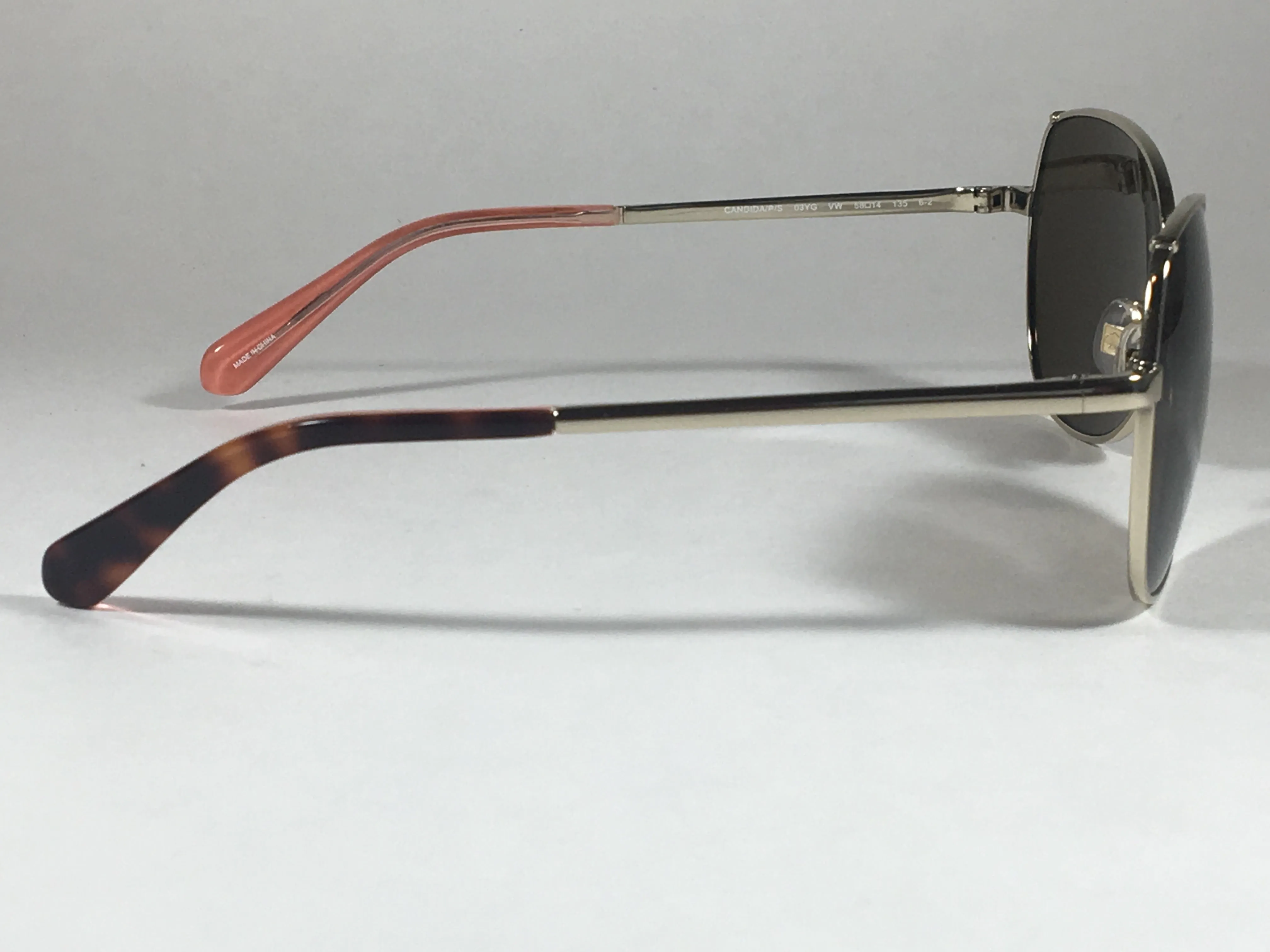 Kate Spade Polarized CANDIDA 03YG VW Pilot Sunglasses Women's Silver Aviator Brown Lens
