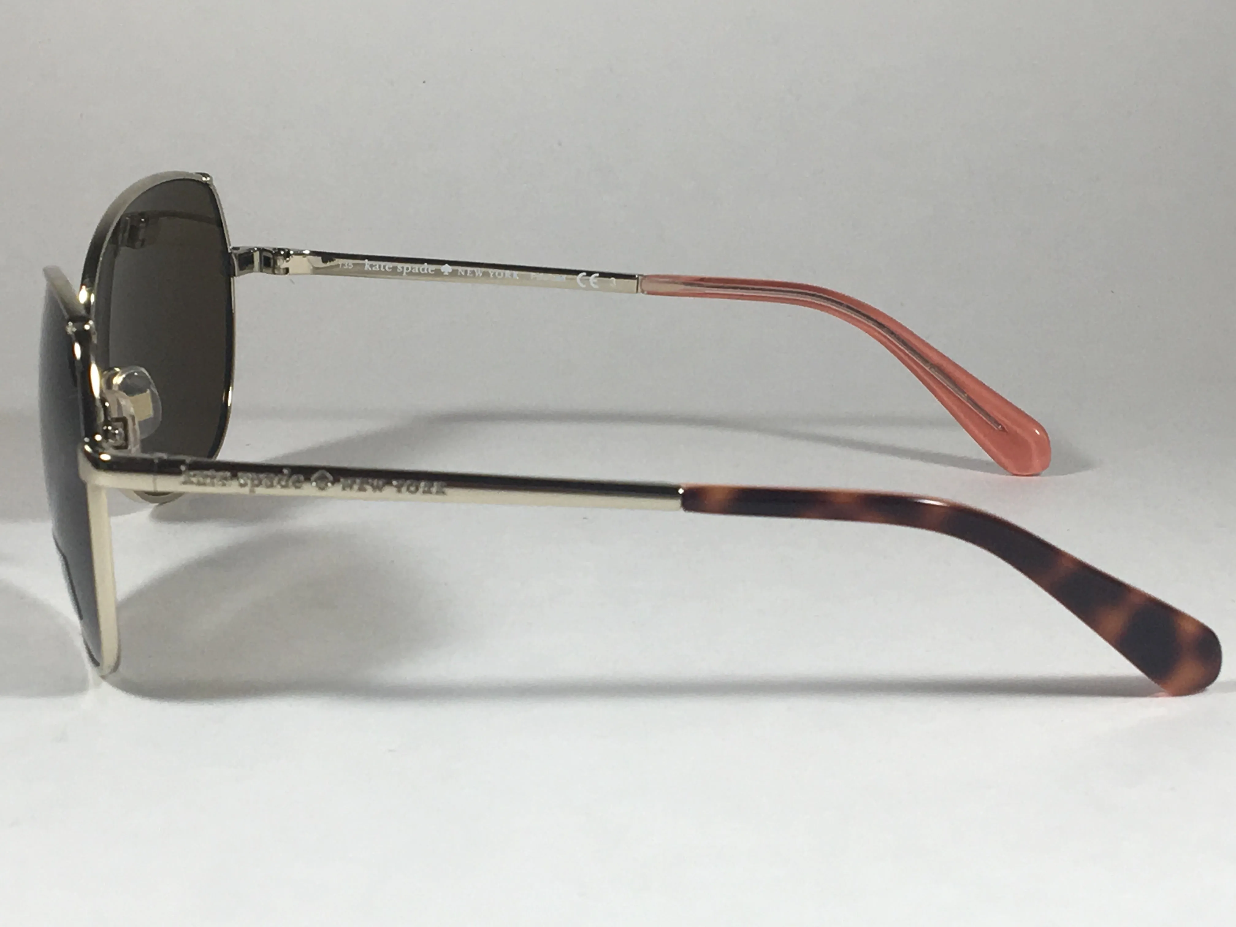 Kate Spade Polarized CANDIDA 03YG VW Pilot Sunglasses Women's Silver Aviator Brown Lens