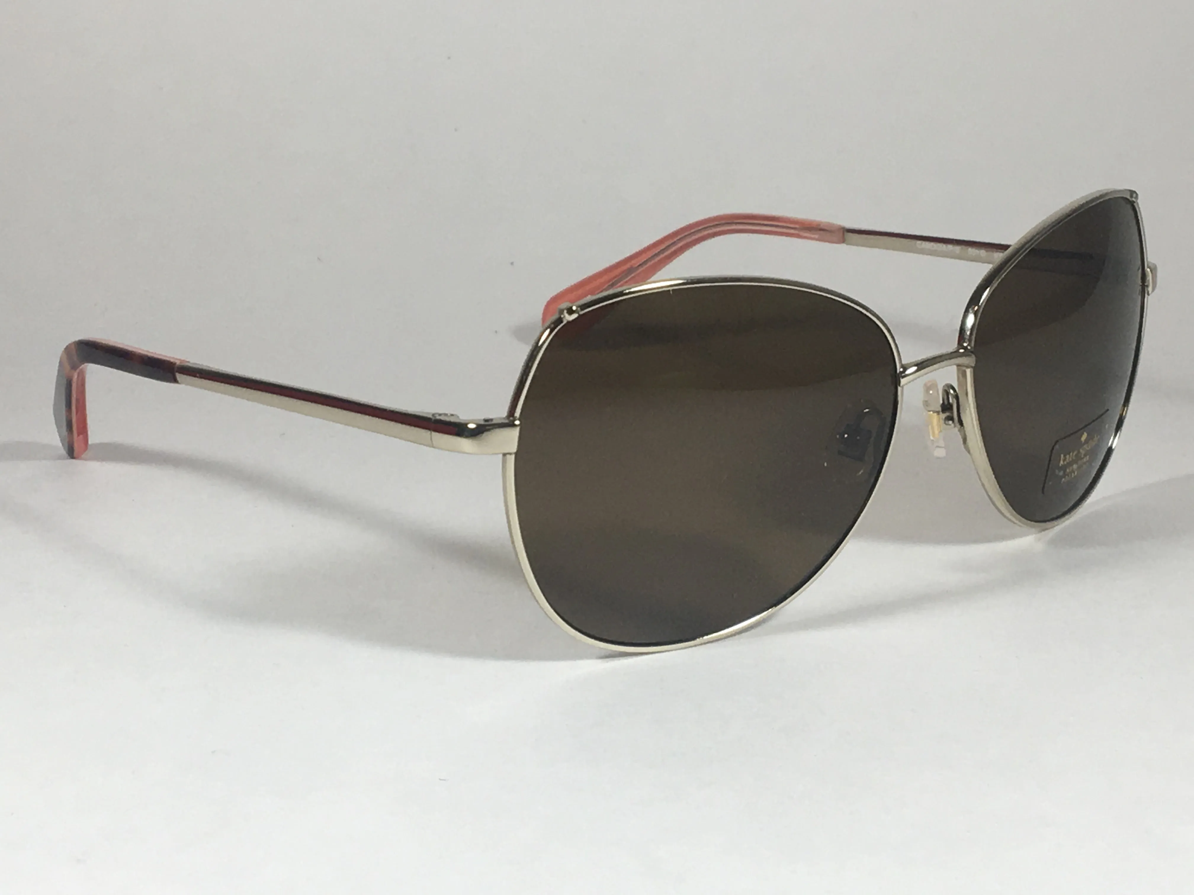 Kate Spade Polarized CANDIDA 03YG VW Pilot Sunglasses Women's Silver Aviator Brown Lens