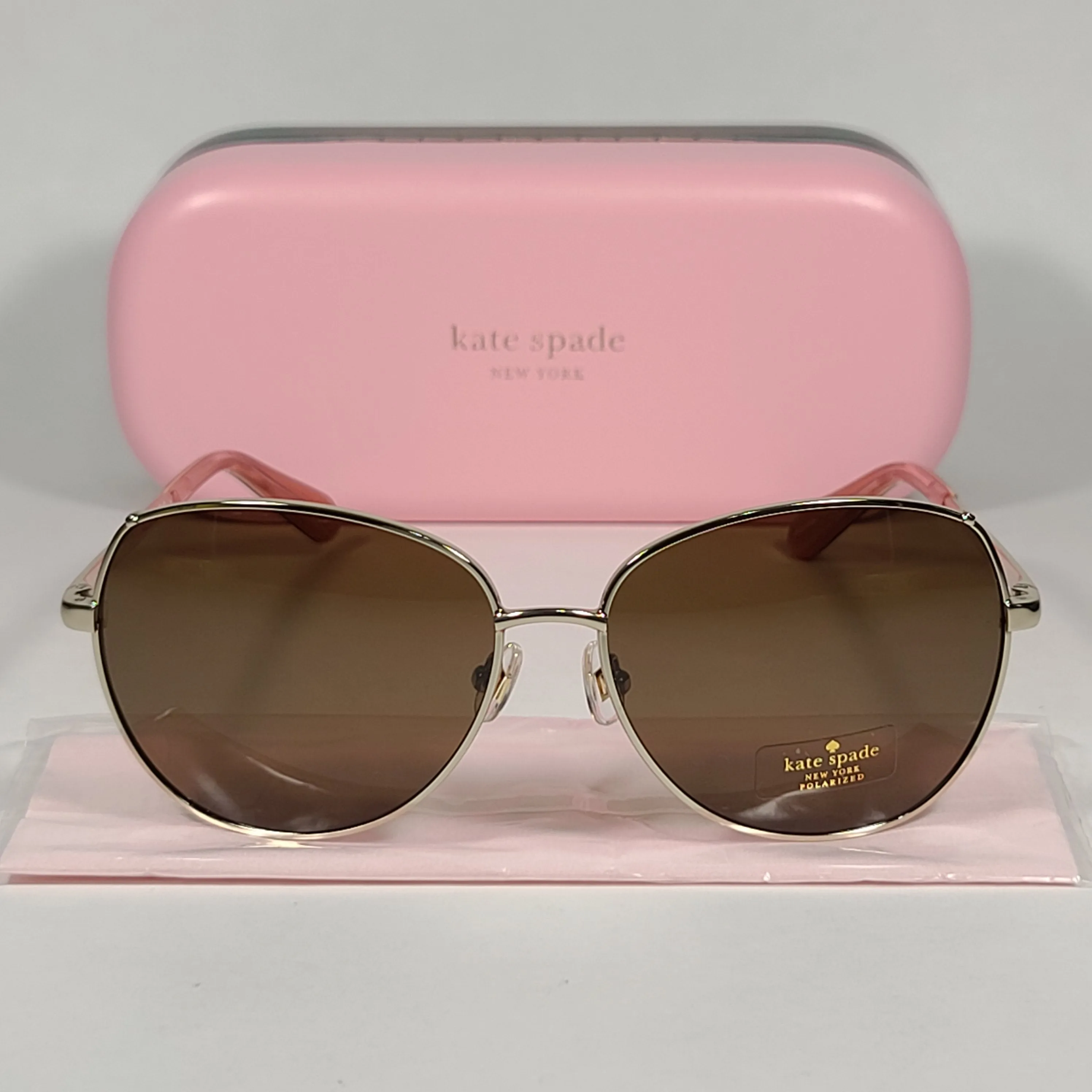 Kate Spade Polarized CANDIDA 03YG VW Pilot Sunglasses Women's Silver Aviator Brown Lens