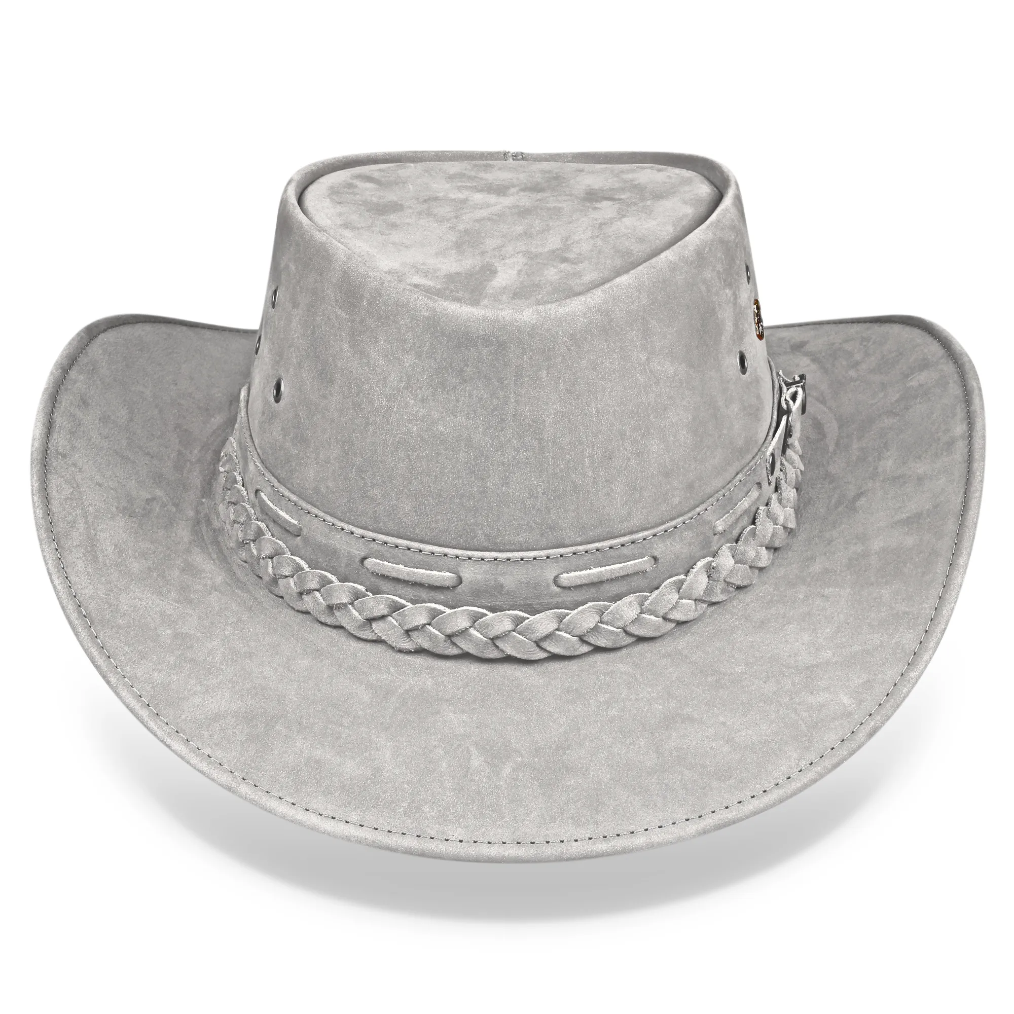Kids Cowboy Hat Gray Leather Outback Western