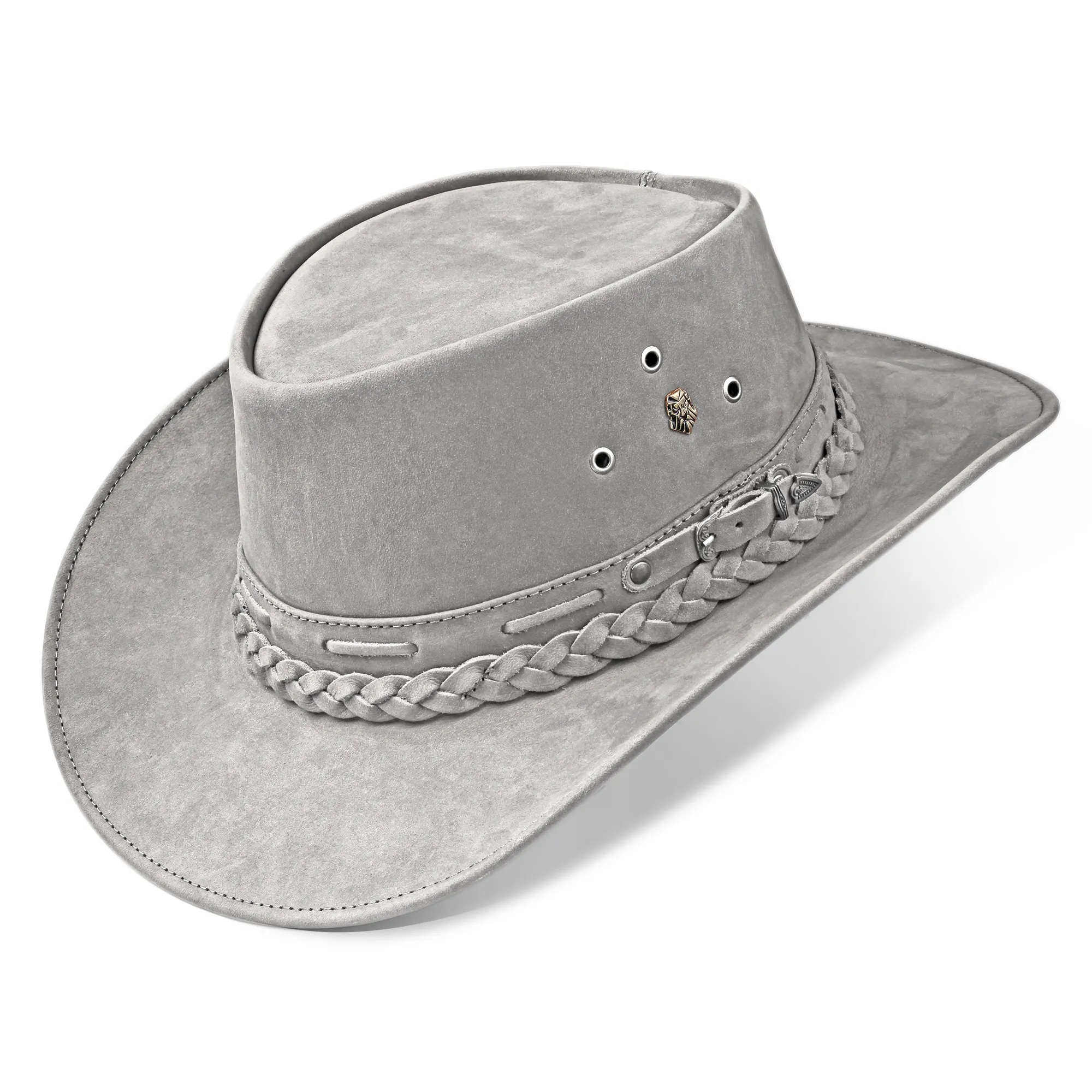 Kids Cowboy Hat Gray Leather Outback Western