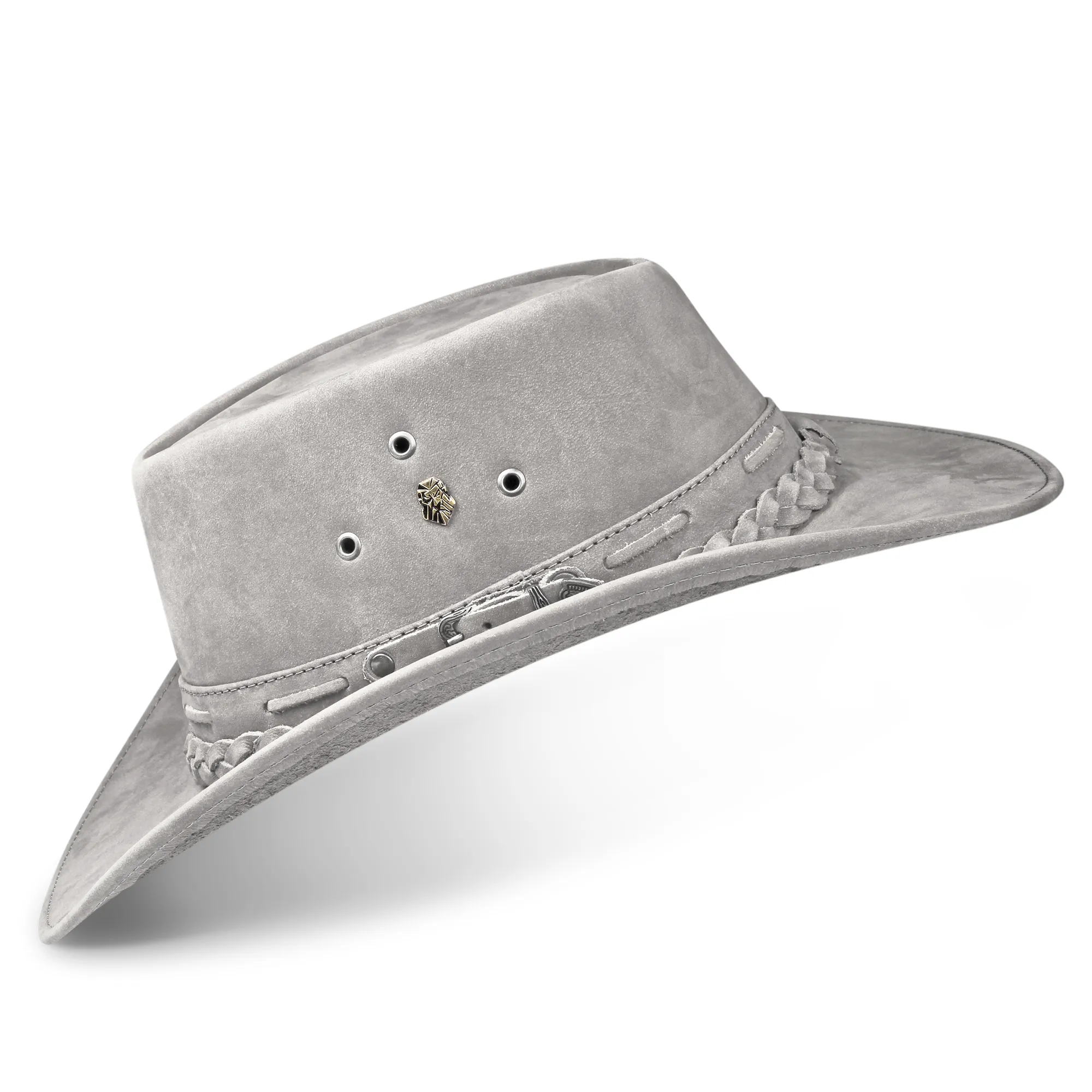 Kids Cowboy Hat Gray Leather Outback Western