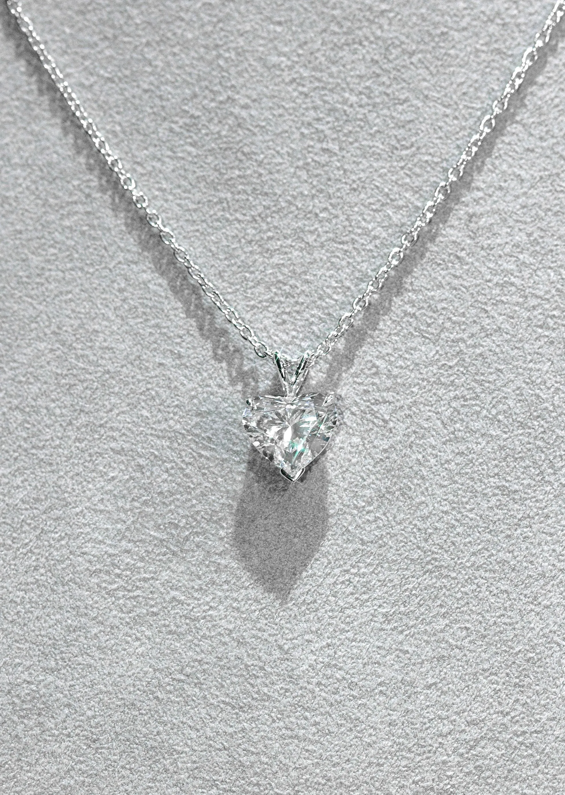 Lab Grown Heart Diamond Solitaire Pendant / Necklace