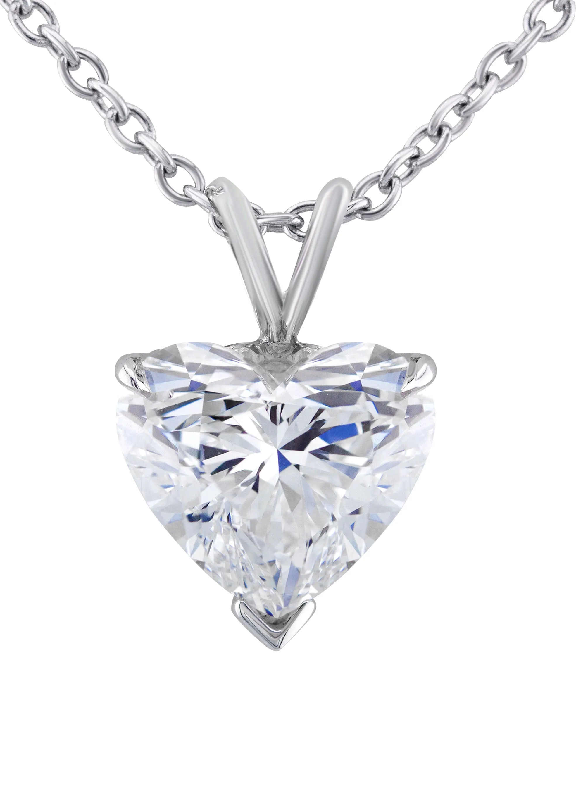 Lab Grown Heart Diamond Solitaire Pendant / Necklace