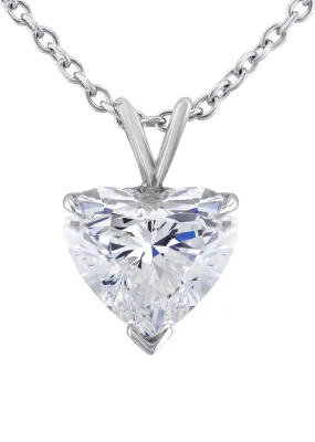 Lab Grown Heart Diamond Solitaire Pendant / Necklace