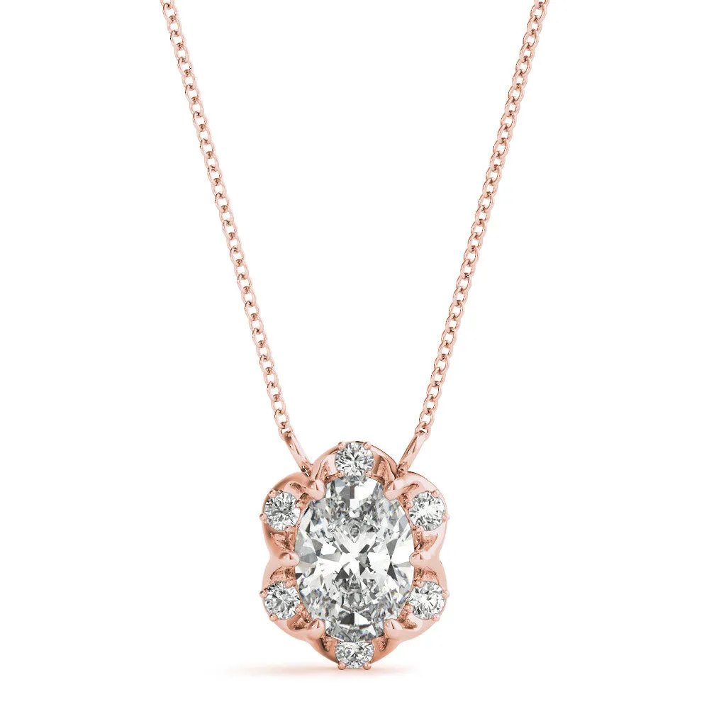 Ladies Halo Pendant 32570 Lab Grown
