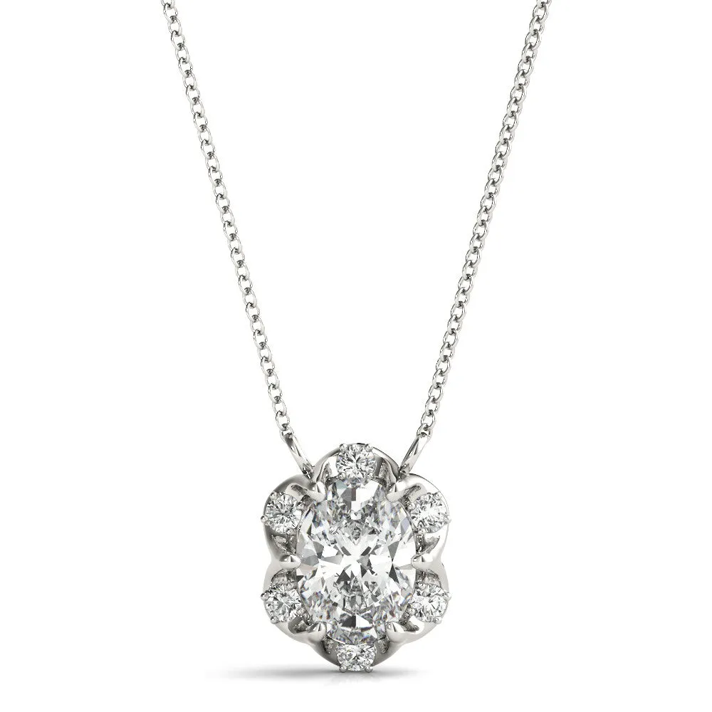 Ladies Halo Pendant 32570 Lab Grown