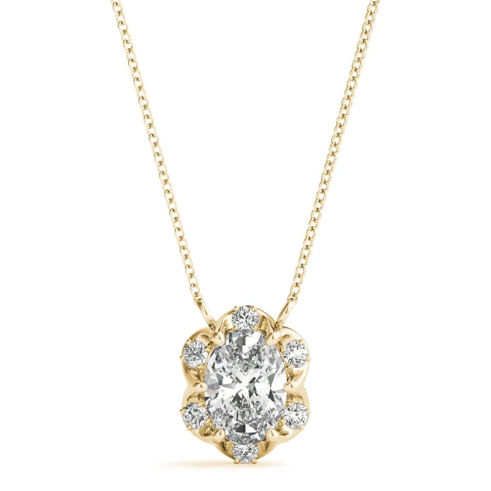 Ladies Halo Pendant 32570 Lab Grown