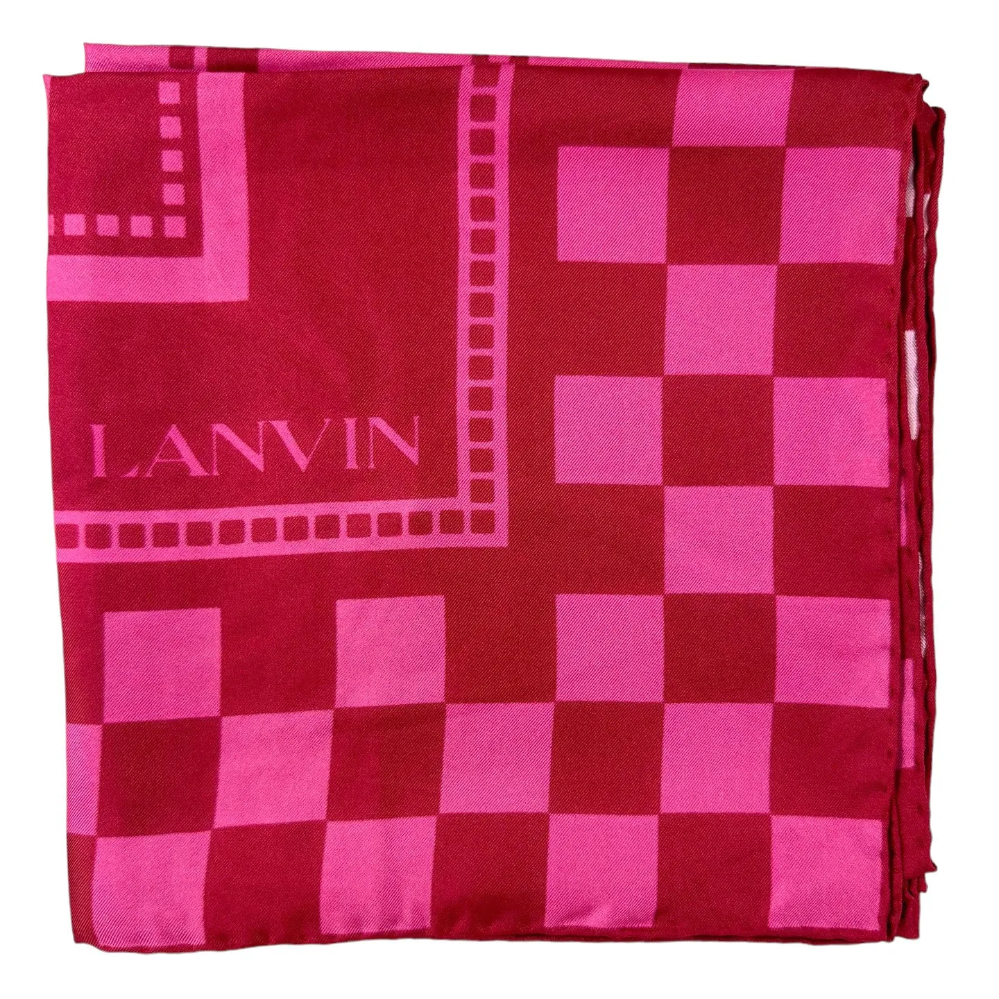 Lanvin Scarf Pink Check Design - Twill Silk Scarf SALE