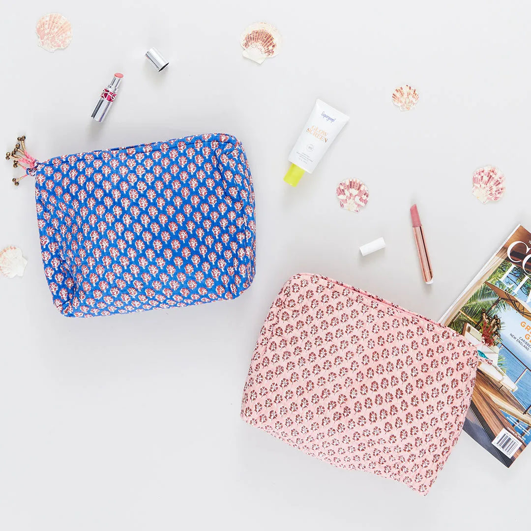 Large Quilted Pouch - Blue Lisbon Ditsy