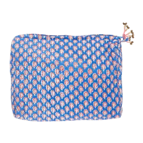 Large Quilted Pouch - Blue Lisbon Ditsy