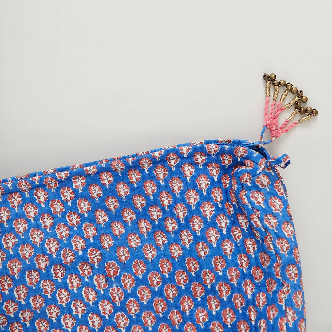 Large Quilted Pouch - Blue Lisbon Ditsy