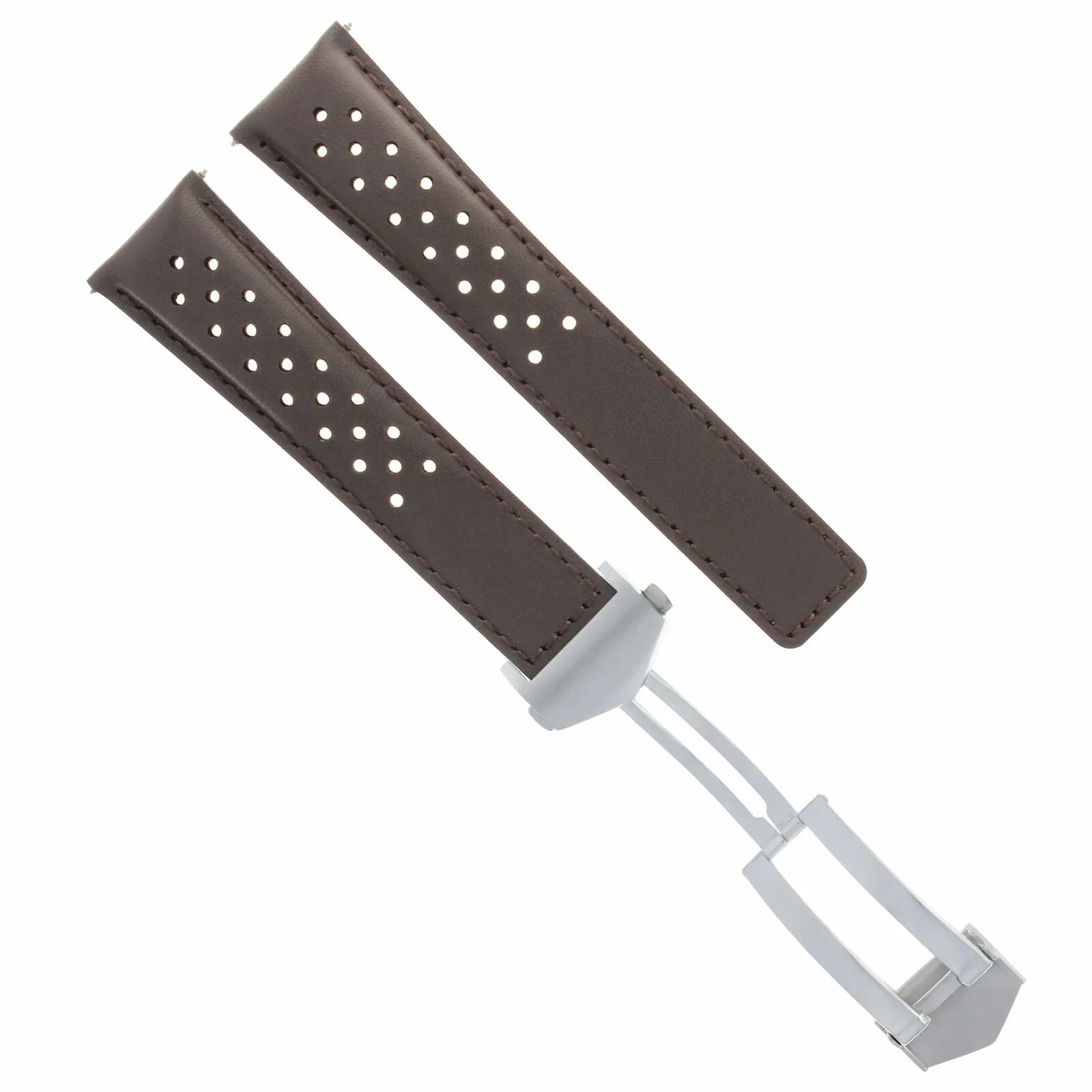 LEATHER BAND STRAP 20MM FOR TAG HEUER CARRERA CV2013 CALIBRE 16 BROWN PERFORAT