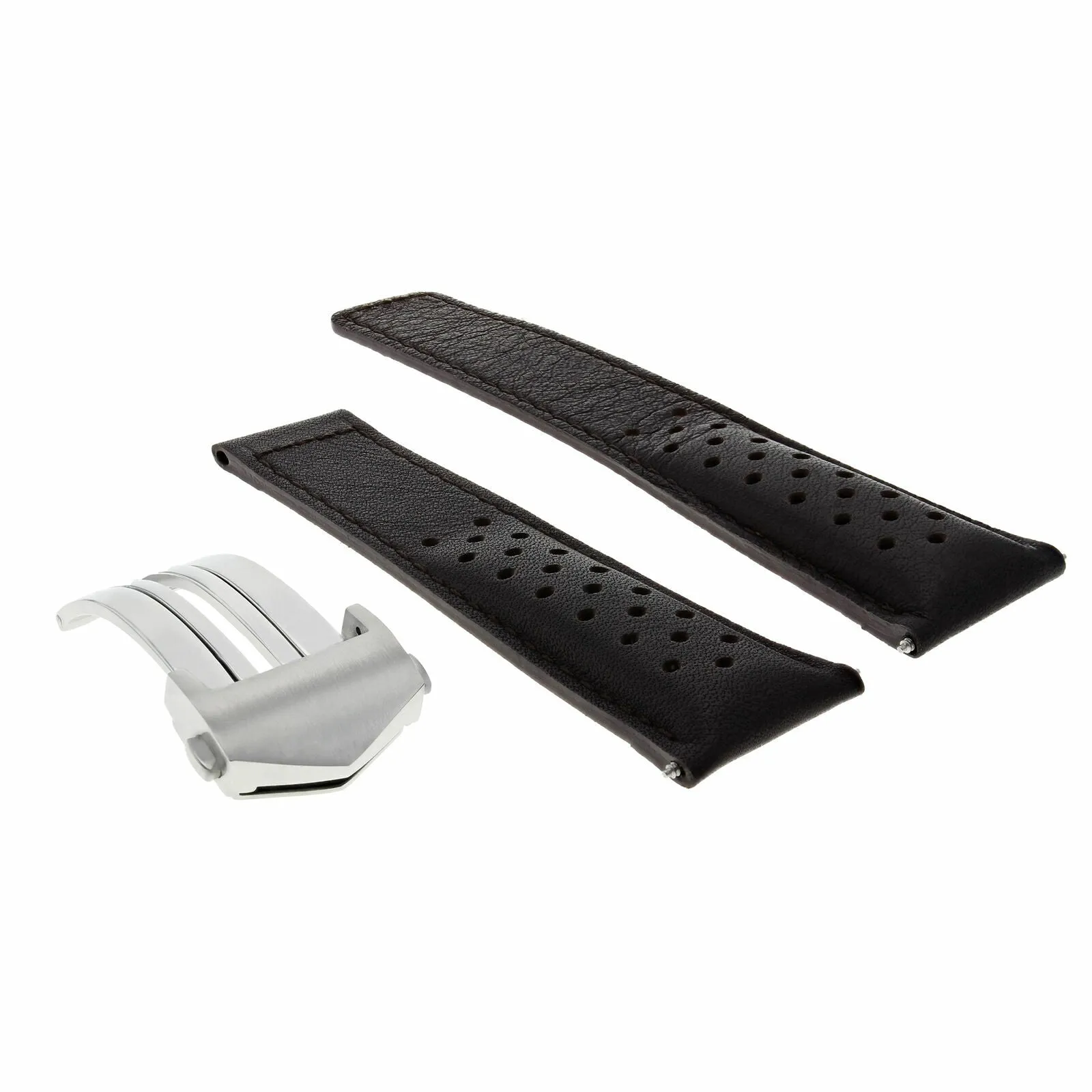 LEATHER BAND STRAP 20MM FOR TAG HEUER CARRERA CV2013 CALIBRE 16 BROWN PERFORAT