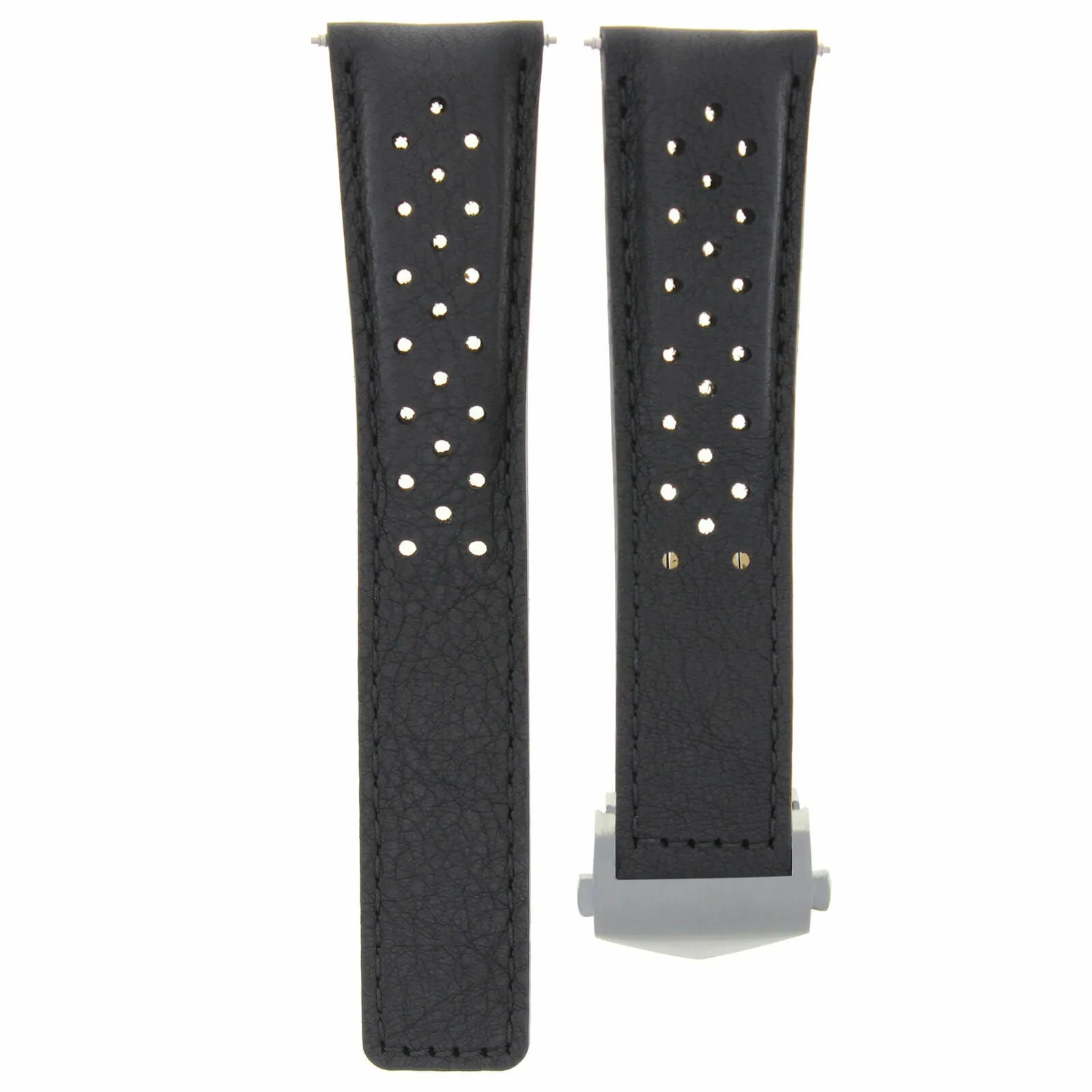 LEATHER WATCH BAND STRAP CLASP 20MM FOR TAG HEUER CARRERA WATCH BLACK PERFORAT