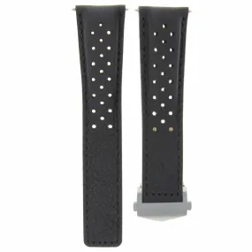 LEATHER WATCH BAND STRAP CLASP 20MM FOR TAG HEUER CARRERA WATCH BLACK PERFORAT