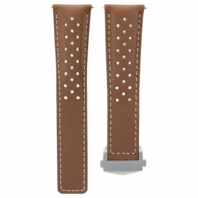 LEATHER WATCH STRAP 20MM FOR TAG HEUER CARRERA WATCH   DEPLOYMENT CLASP TAN WS