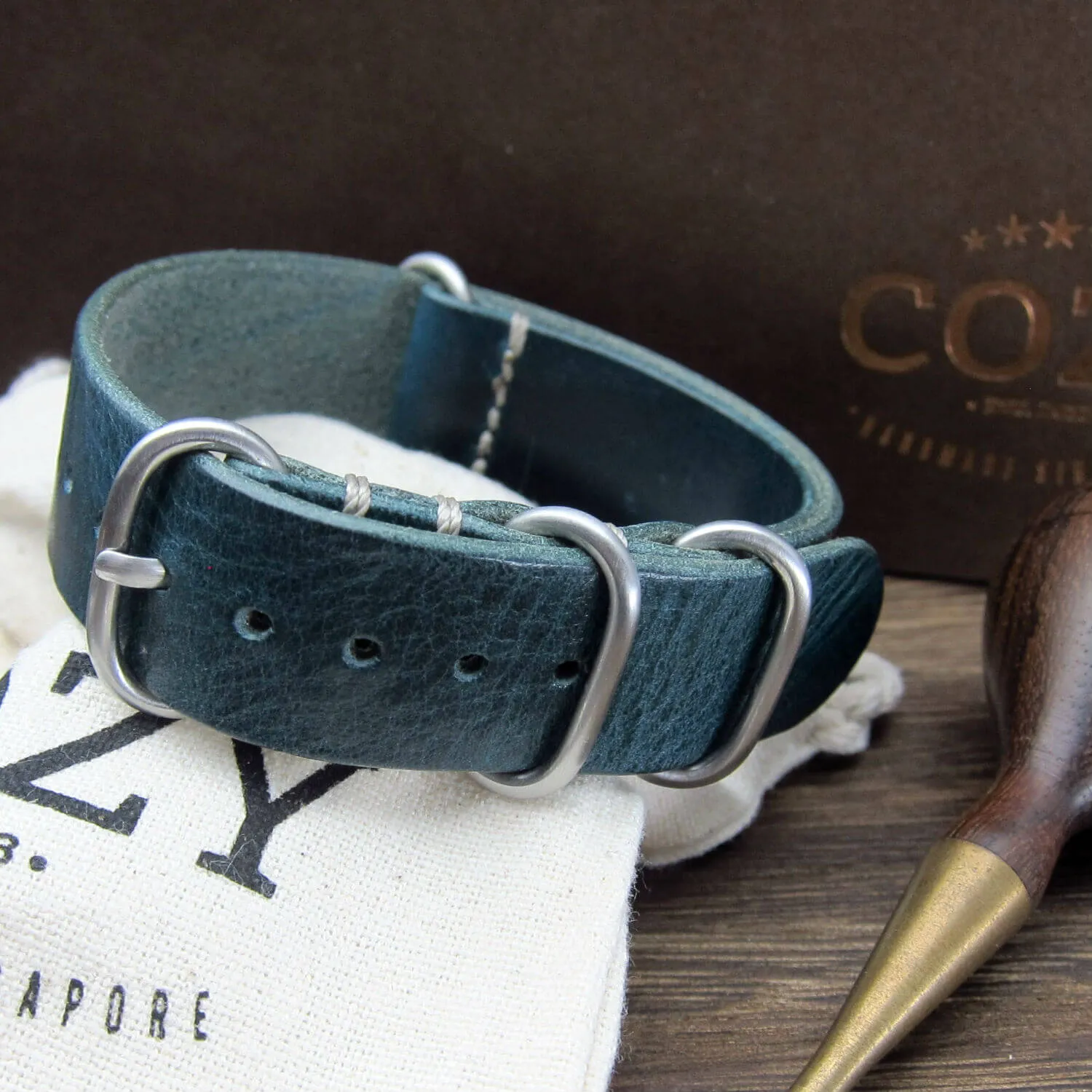Leather Watch Strap, 4-Ring Military 106