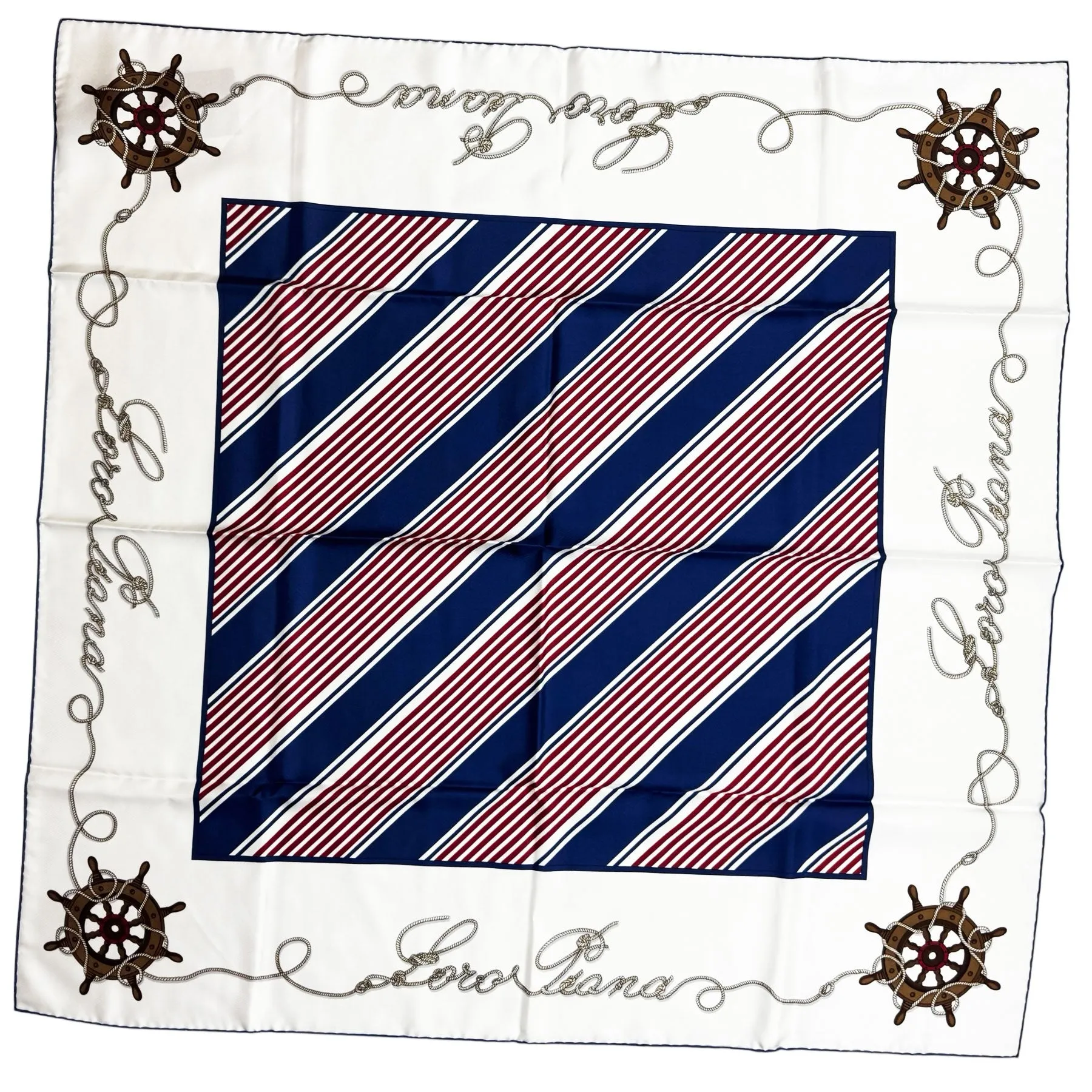 Loro Piana Scarf Nautical Sailor Design - Twill Silk Square Foulard