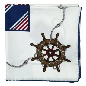 Loro Piana Scarf Nautical Sailor Design - Twill Silk Square Foulard